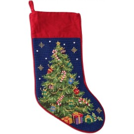 Peking Handicraft Outdoor Regal Christmas Tree Needlepoint Stocking - 11" x 17"