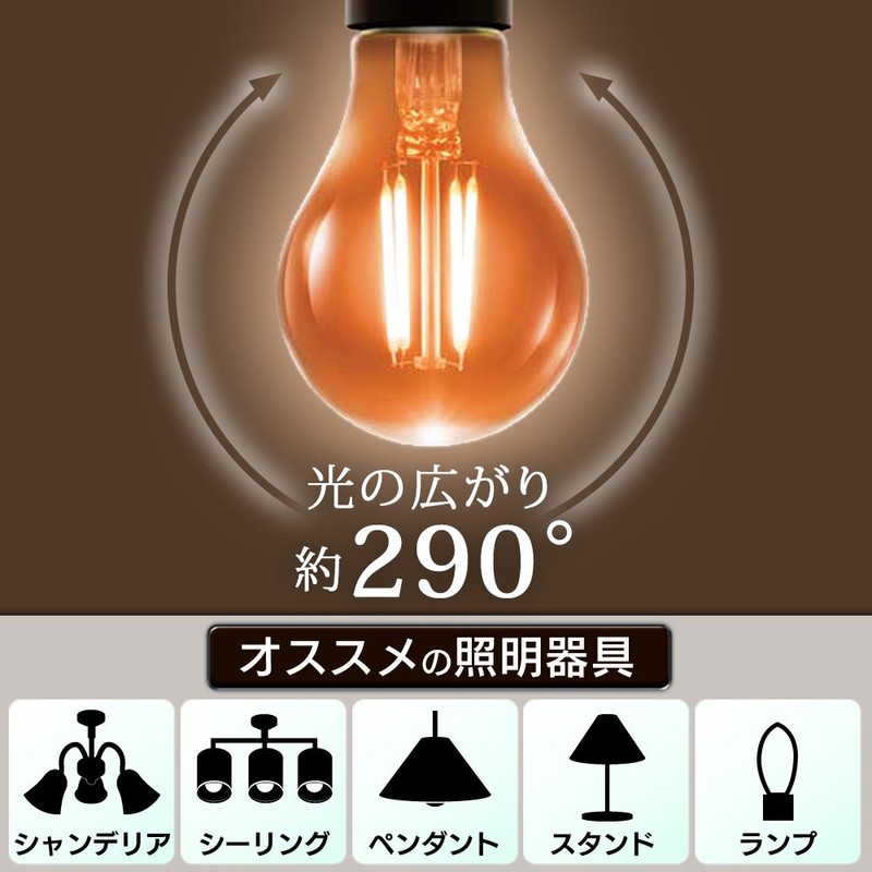 Iris Ohyama LDA4C-G-FK LED Bulb, Filament, Base Diameter 1.0 inches