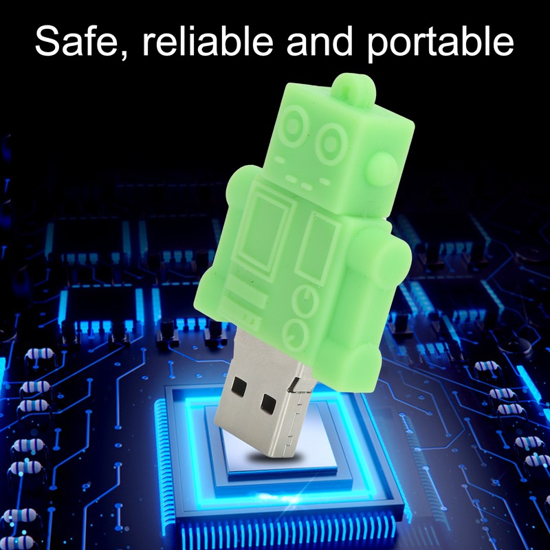Cartoon U Disk Green Robot Appearance High Speed Bulk Storage