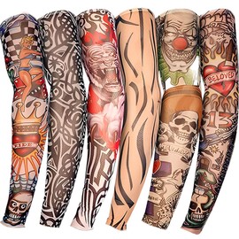 YARIEW Tattoo Sleeves for Men, 6Pcs Arm Sleeves Fake Tattoos Sleeves to Cover Arms Sun Protection Sleeves Tattoo Sleeve Covers Temporary Tattoo Sleeves for Men and Women (Set 1)