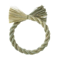 PURIZA Shimme Rope Straw Look Wreath, Marble Green, 5.9 inches (15 cm)