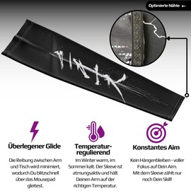 Nyfter Gaming Arm Sleeve, Premium Gaming Sleeve with Anti-Sweat Effect, Temperature-Regulating for Performance Improvement in Gameplay, black