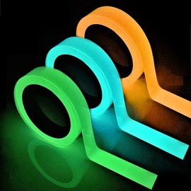 SHULLIN 3-piece Set, High Brightness, Fluorescent Tape, Luminous Tape, Luminous Tape, High Brightness Luminous Tape, Width 0.4 inches (1 cm), Length 16.4 ft (5 m), Luminous Safety Tape, High
