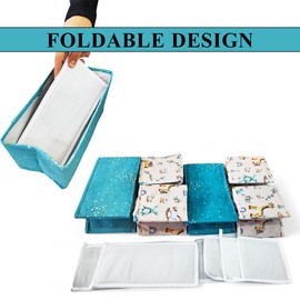 6 Pack Organizers, Drawer Dividers Storage Bins, Foldable Drawer Organizers for Clothing, Cloth Clothes Drawer Organizer for Underwear,Folded Clothes,Baby Clothing,Socks,Bra,Towels,Ties (Blue 6 Pcs)