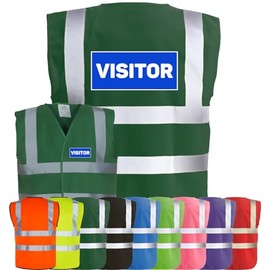 Corporate Togs VISITOR Printed Hi-Vis Safety Vest, Safety Apparel with 2 Band & Brace Reflective Strips, Fully EN471 Health & Safety Compliant | Protective Safety Wear