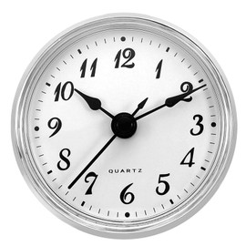PATIKIL 2.8" 70mm Quartz Clock Insert, Round Quartz Movement Miniature Clock Mini Arabic Numeral Clock Fit 61mm/2.4" Diameter Hole for Replacement Home, Silver Tone/White, Style 12