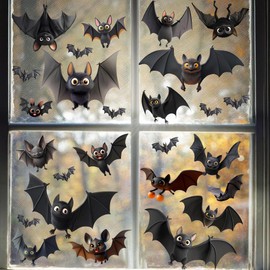 VELUMI Halloween Window Clings, Static Cling Stickers for Glass (Bat2)