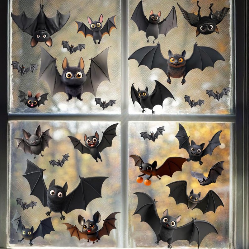 VELUMI Halloween Window Clings, Static Cling Stickers for Glass (Bat2)