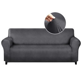 molasofa Oversized Sofa Cover for Home Décor, Soft 3 Cushion Couch Cover for Sofa, Leather-Like Spandex Slipcover. 1-Piece Couch Cover for Dogs and Cats (Oversized Sofa,Dark Gray)