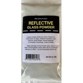 Reflective Glass Powder (1 LB Bag) for Road Marking, Curb Paint, Traffic Paint, Pavement Striping, Parking Lots, Crosswalks, Driveways, Airports, Traffic Signs, Painting, Arts & Crafts