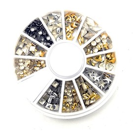 S.A.V.I 1 Pc. DIY 3D Nail Art Manicure Decoration Wheel Acrylic Crystal Glitter Rhinestones - 12 Styles (1), Multicolor, 4 g