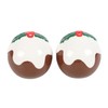 Christmas Pudding Salt and Pepper Shakers - Festive Ceramic Holiday