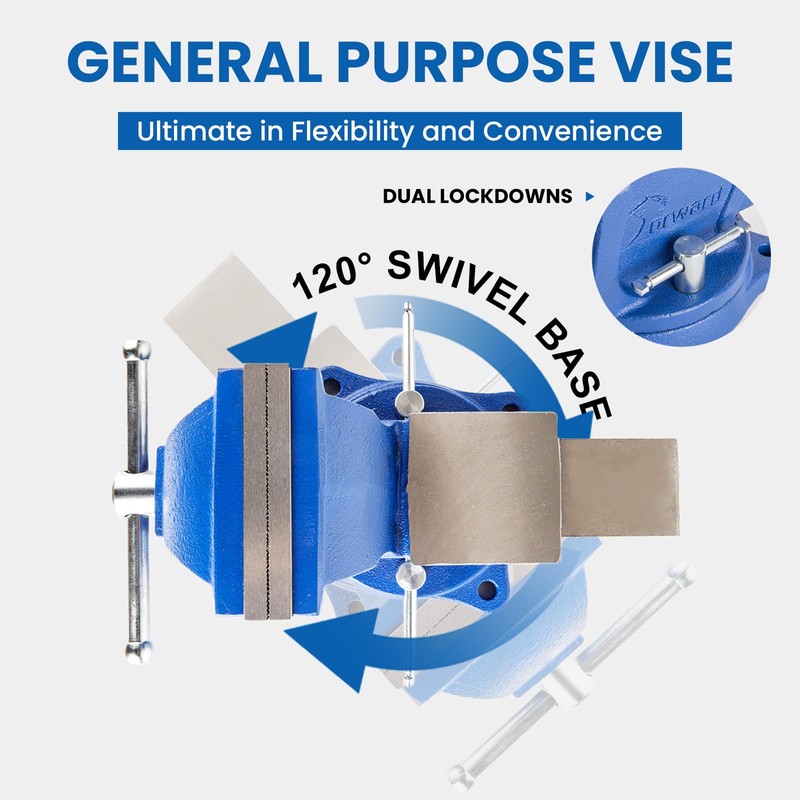 Forward General Purpose Bench Vise 4 Inch Ductile Iron Home