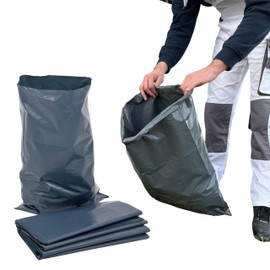 CALZETTE Robuste Müllsäcke für Bauerde, Schutt, ultrastarke Baubeutel (4 Beutel – 40 l, Grau)