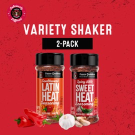Sauce Goddess - Spicy BBQ Sweet Heat & Southwest Latin Heat Duo Premium Spices, No MSG, No Additives, Plant-Based, Shakers for Meat & Veggies - 2-Pack