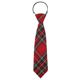 Mantieqingway Boys Tie, Pre-tied Adjustable Kids Plaid Neckties Toddler Ties for Graduation Uniforms Party Casual(Age 5-12) (Red and Black)
