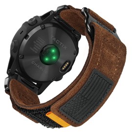 Soft Suede Leather Watch Band, 20mm Military Strap Compatible with Garmin Fenix 8 43mm /7S/7S Pro/6S/6S Pro/6S Sapphire/5S/5S Plus/5S Sapphire, Instinct 2S, Descent MK1S/2S, D2 Delta S, Approach S70-42mm