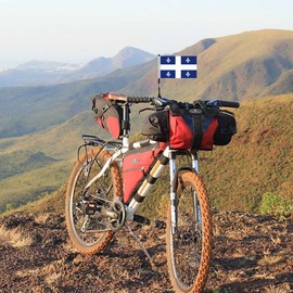 Quebec Miniature Bike Flag Set,8x5 Inch QC-Province Small Bicycle Flag With 11 Inch Black Flagpole