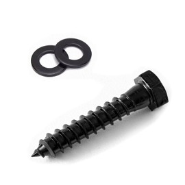 3/8×2'' (10 Pack) Hex Head Lag Screws Bolts with Washers, Heavy Duty Lag Screws, Black Oxide 304 Stainless Steel Bolts 18-8, Wood Screws, Partial Thread
