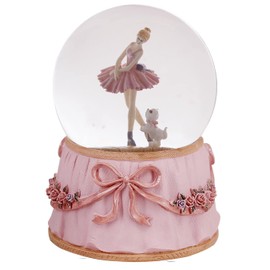 Singeek Ballerina Snow Globe Plays Swan Lake Ballet Tune,Christmas Music Snowglobes Ballet Recital Gifts (Dancer with Puppy)