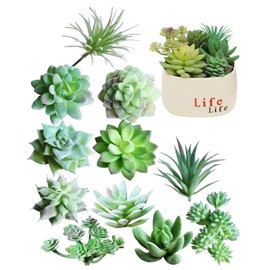 S.fields.inc Artificial Succulents Set Artificial Flower Mini Artificial Houseplant Fake Green Cactus Potless Fake Plants (S)