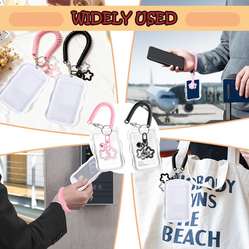 Yitexin 2 Pieces Photocard Holder Keychain with Spring, Bell Star