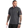 ChefUniforms.com Men's Performance Stretch Chef Coat With Zipper Closure (Pewter/Black,