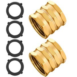 Sanpaint 2 Pack Garden Hose Adapter,Brass Hose to Hose Swivel, 3/4-Inch Hose Connector with 4 Extra Washers(Female to Female Hose Adapter)