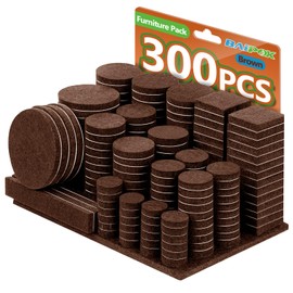 Furniture Pads Felt Pads 300 Pieces Huge Pack Furniture Felt Pads, Self Adhesive Anti Scratch Floor Protectors for Furniture on Hardwood Tile Floor, with 60 Cabinet Door Bumpers, Brown