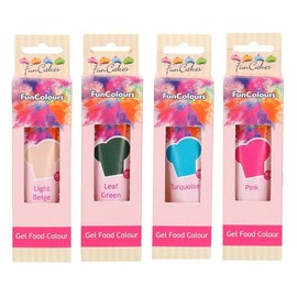 FunCakes - High-Quality Food Colouring - Set of 4 (120 g) - Pink, Turquoise, Leaf Green, Beige