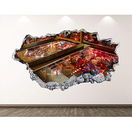 West Mountain Pinball Wall Decal Art Decor 3D Smashed Game Sticker Mural Kids Room Custom Gift BL103 (42" W x 24" H)