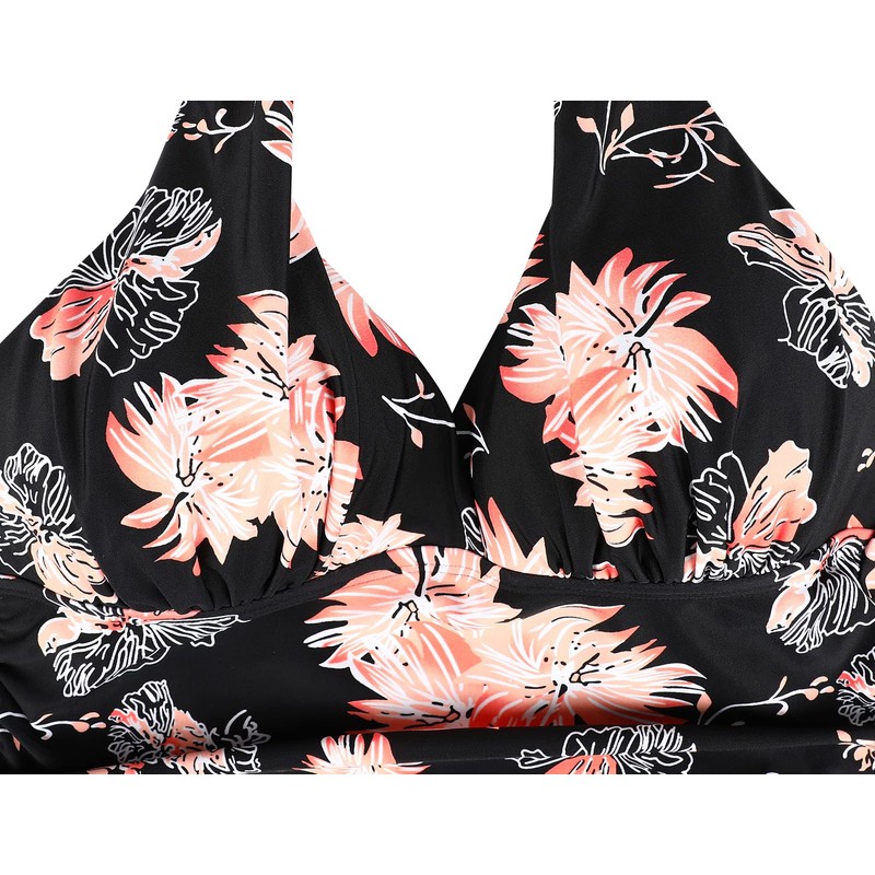 Mycoco Top de natación halter para mujer, cuello en V,