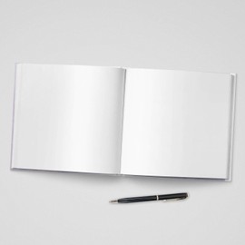 DeinWeddingshop Wedding Guest Book | 104 Pages | 52 Sheets | Hardcover DIN A4 Landscape | Wedding Guest Book Wedding Album (Greenery Glitter) (Square (21 x 21), Contents: Blank (White)