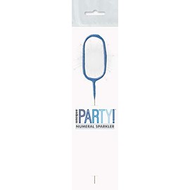 Blue Glitz Number 0 Birthday Sparkler (17cm) - Perfect for Birthday, Anniversary & Milestones Celebration - 1 Pc