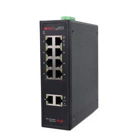 AIGWS 10-Port unmanaged 10/100/1000M Industrial PoE Switch for IP Camera, IP40, DIN Rail PoE Ethernet Switch with 8*gigabit PoE and 2*uplink RJ45 Ports (8*GE PoE+2*GE)