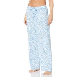 Hue Women's SleepWell Basic Printed Knit Performance Sleep Pajama Pant, Made with Temperature Regulating Technology, Bella Blue-Animal Shadow, Large