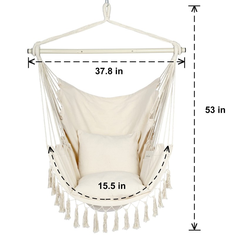 Y- STOP Hammock Chair Hanging Rope Swing, Max 500 Lbs,