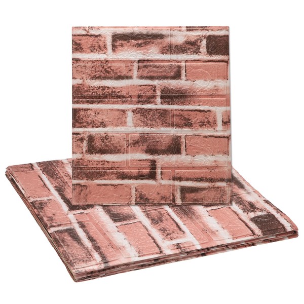 sourcing map 10pcs 3D Brick Effect Wall Panels 14.5 Sq