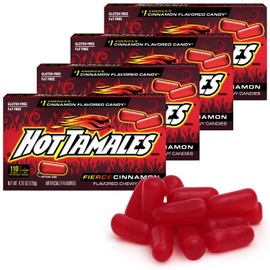 Hot Tamales Fierce Cinnamon Candy, 4 Pack - 4.25oz Each, Ideal for Candy Lovers and Fans of Hot Tamales, Perfect for Snacking, Sharing, Parties, or Gifting