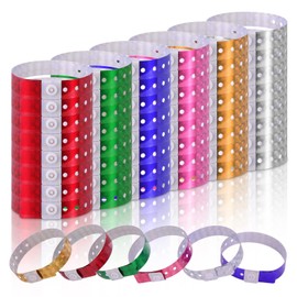 Aster 48 Pieces Holographic Plastic Wristbands - Colored Wristbands with Buckle for Events Parties, Music Live Paper-Like Party Armbands, Multi-Color