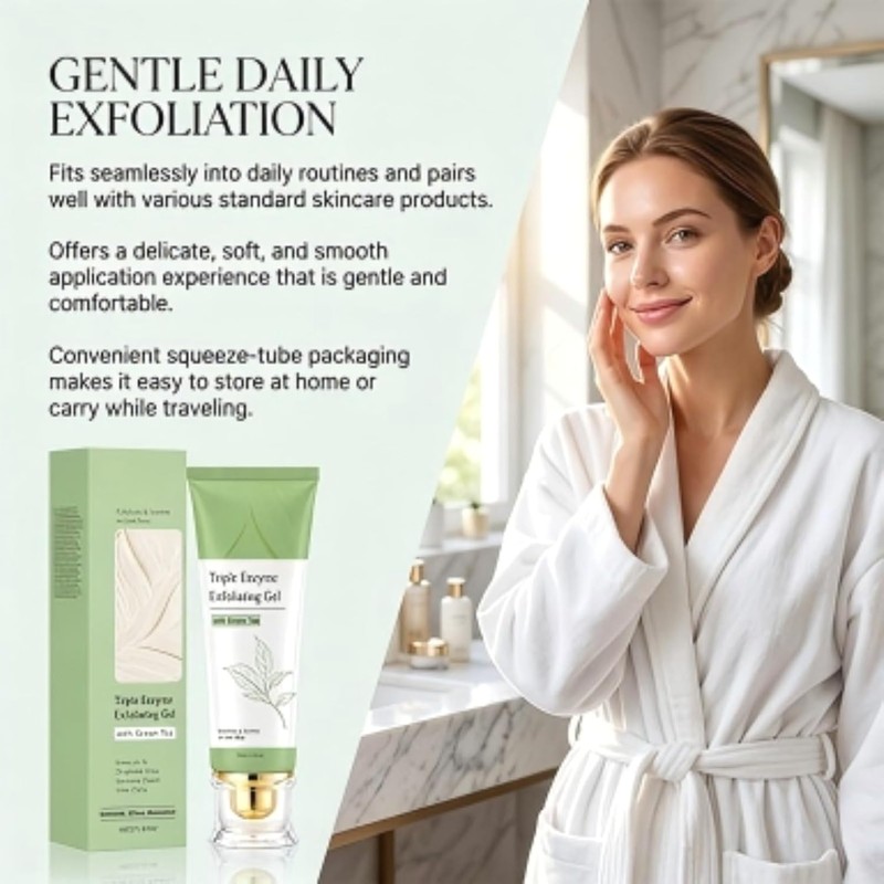 Gel Exfoliante Facial con Té Verde y Triple Enzima, Hidratante
