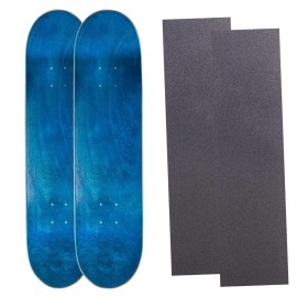 Cal 7 Pack of 2 Maple 7.75" Skateboard Deck Blue/ Blue with Grip Tape Combo Set