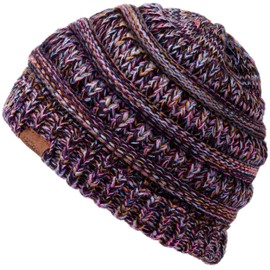 Beanie Hat for Women - Winter Hat for Women, Casual Slouchy Knitted Beanie Hat, Cute Stretch Womens Knit Beanies for Cold Weather, Purple