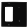 Leviton 80708-E 2-Gang 1-Blank 1-Decora/GFCI Device Combination Wallplate, Standard Size, Black