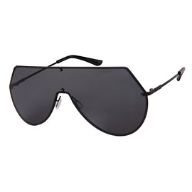 Edge I-Wear Sheild Style One Piece Sunnies w/Flash Mirror Lens 55683-FLFM-1(M.BLK.sd)