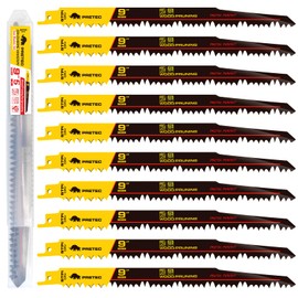PRETEC Wood Pruning Reciprocating Saw Blades, 9 Inch Pruning Blades for Reciprocating Saw, High Carbon Steel Reciprocal Saw Blades for Tree Trimming, Wood Cutting with Organizer Case, (10 Pack/5TPI)