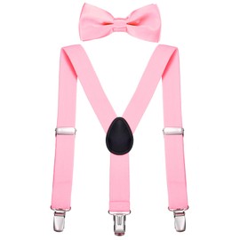 DonDon Boys' Braces Bow Tie Set Elastic and Adjustable Length for Children from 1-8 Years, pink