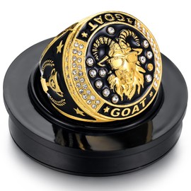 Highergo 1 Pcs Goat Championship Trophy Ring with Display Neck Chain and Stand Goat Medal Award Gift Greatest of All Time for Tournament or League Champion Winner Sports Award (Glasses)