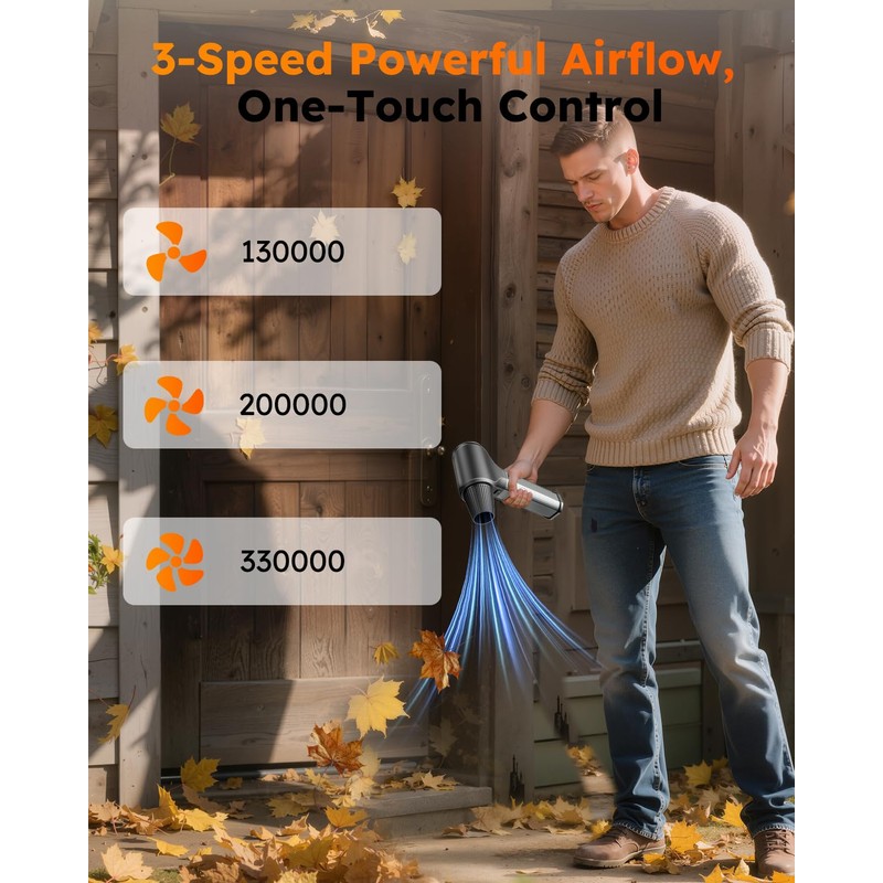 Compressed Air Duster, 330000RPM Super Power Electric Air Duster Cordless
