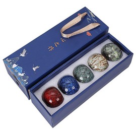 Scizorito Ceramic Tea Cup, Chinese Kung Fu Tea Set, Japanese Cup, Gift Box Packaging for Birthday, Father's Day, Christmas (5 Color Ball Cups)